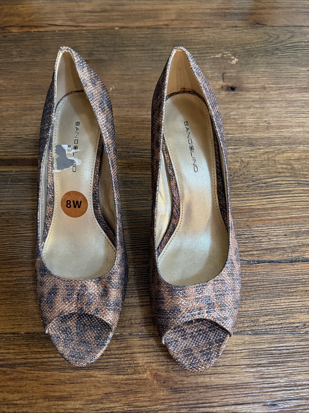 Bandolino Leopard Print Peep-Toe Heels in Brown and Black
